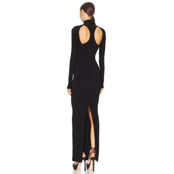 LaQuan Smith Cut Out Turtleneck Gown Maxi Statement Evening Sexy Black Size XS - Picture 3 of 11